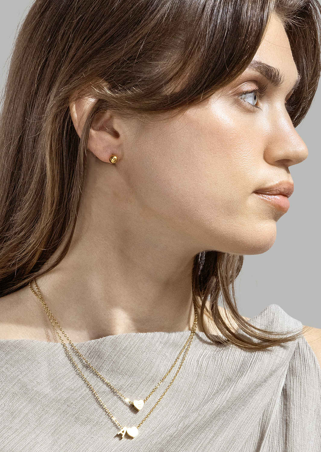 Halskjede Heart Letter A-N - 18k Gold Plated