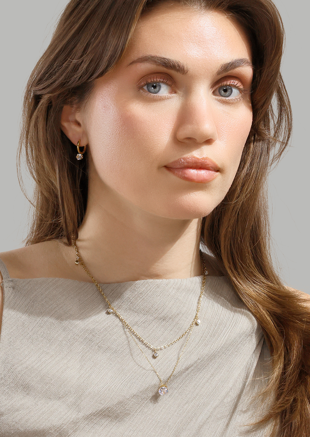Halskjede Luna Drops - 18k Gullbelagt