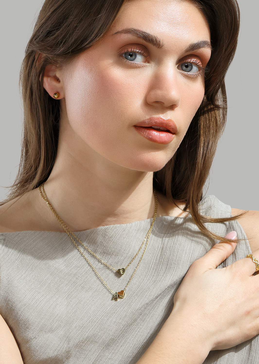 Halskjede Heart Letter A-N - 18k Gold Plated