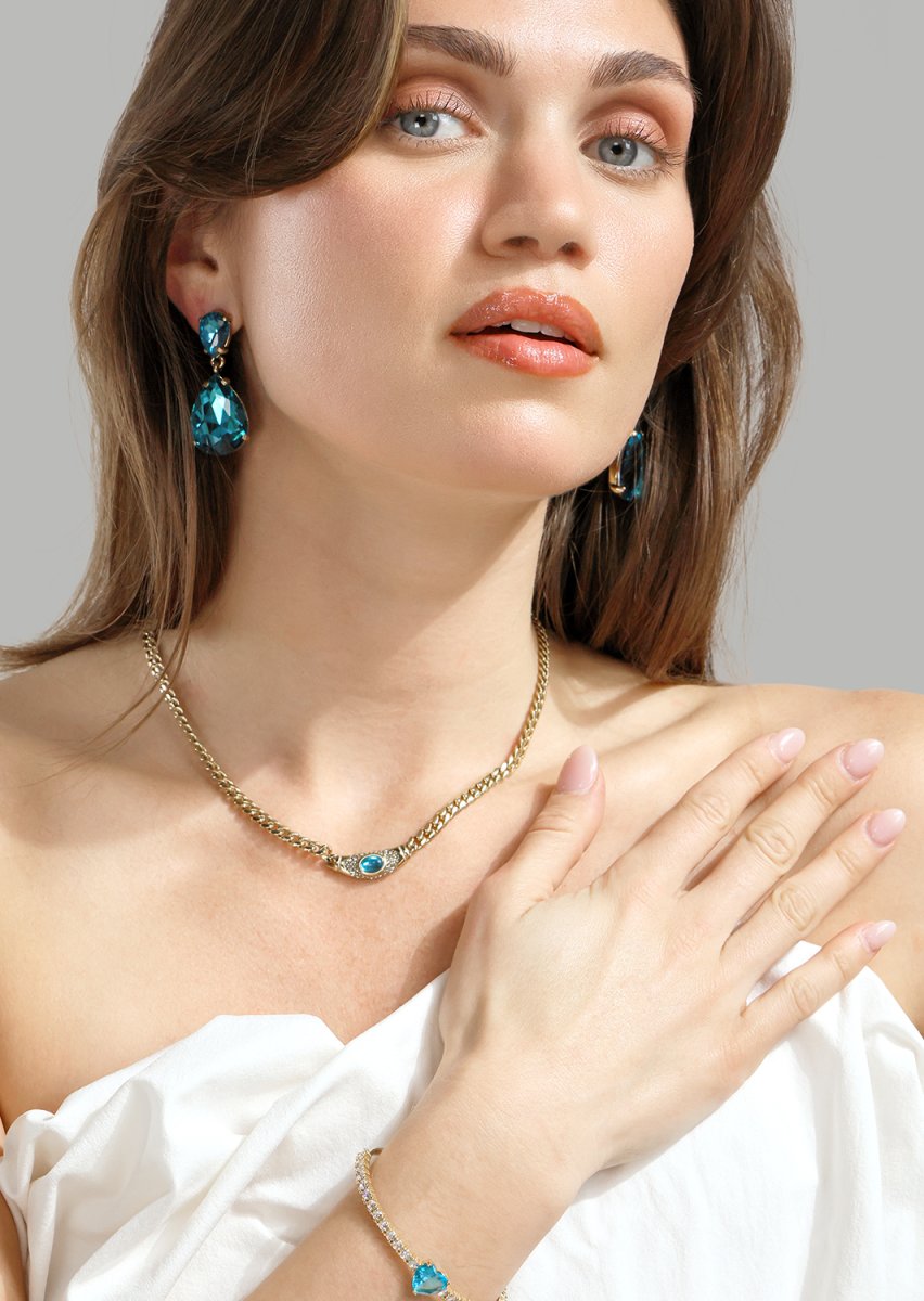 Azulora Icy Blue Øredobber – 18k Gullbelagte