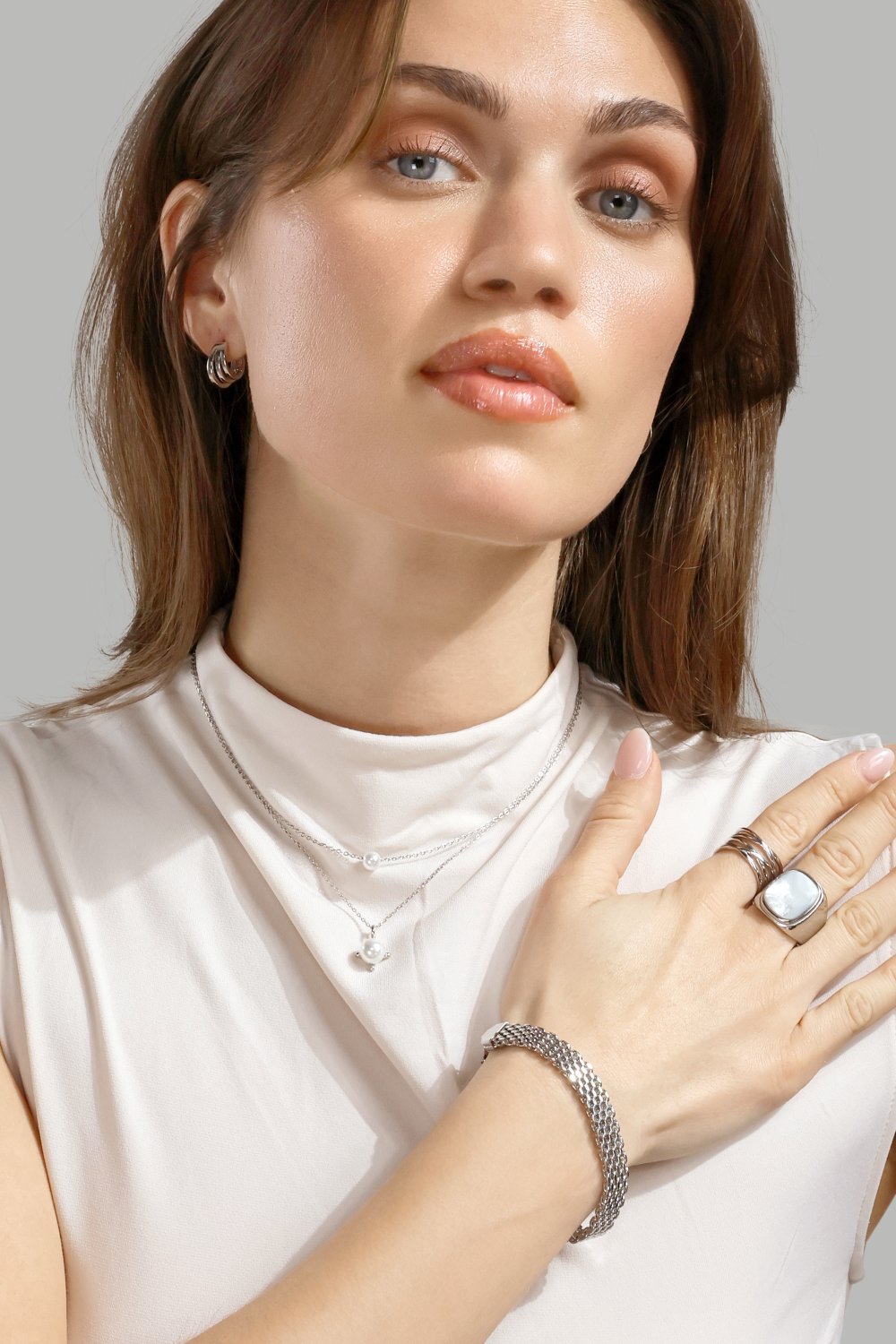 Kjede North Pearl - Silver Plated