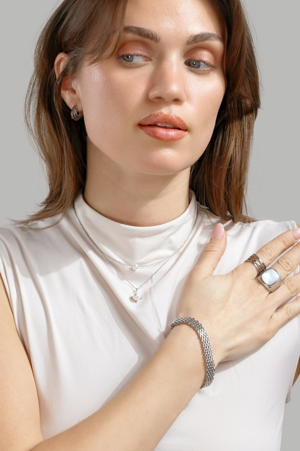 Kjede North Pearl - Silver Plated