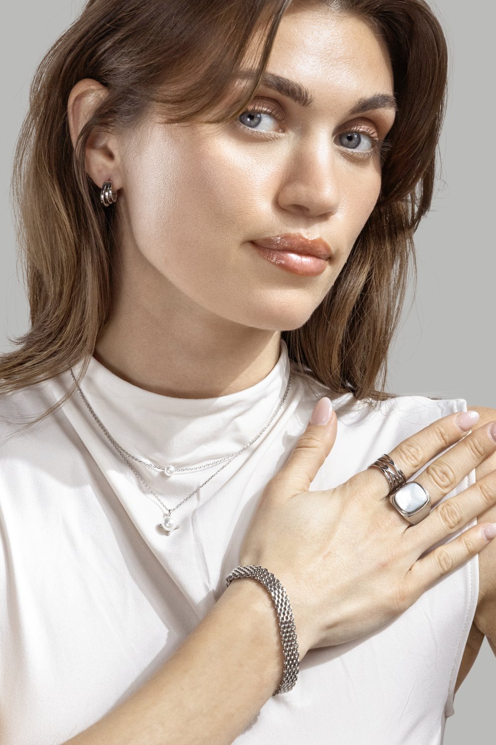 Kjede North Pearl - Silver Plated