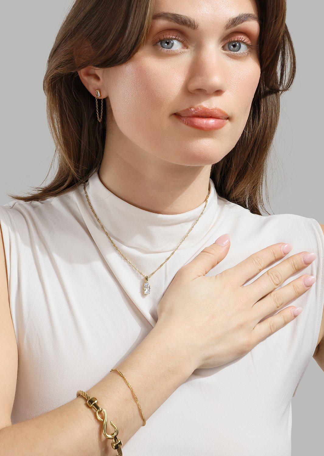 Øredobb Light Crystal Drip - 18k Gullbelagt
