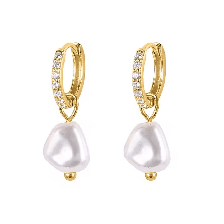 Pearl Charm Øredobber – 18k Gold Plated