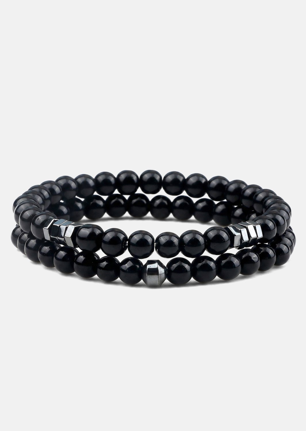 Perlearmbånd Obsidian Halo