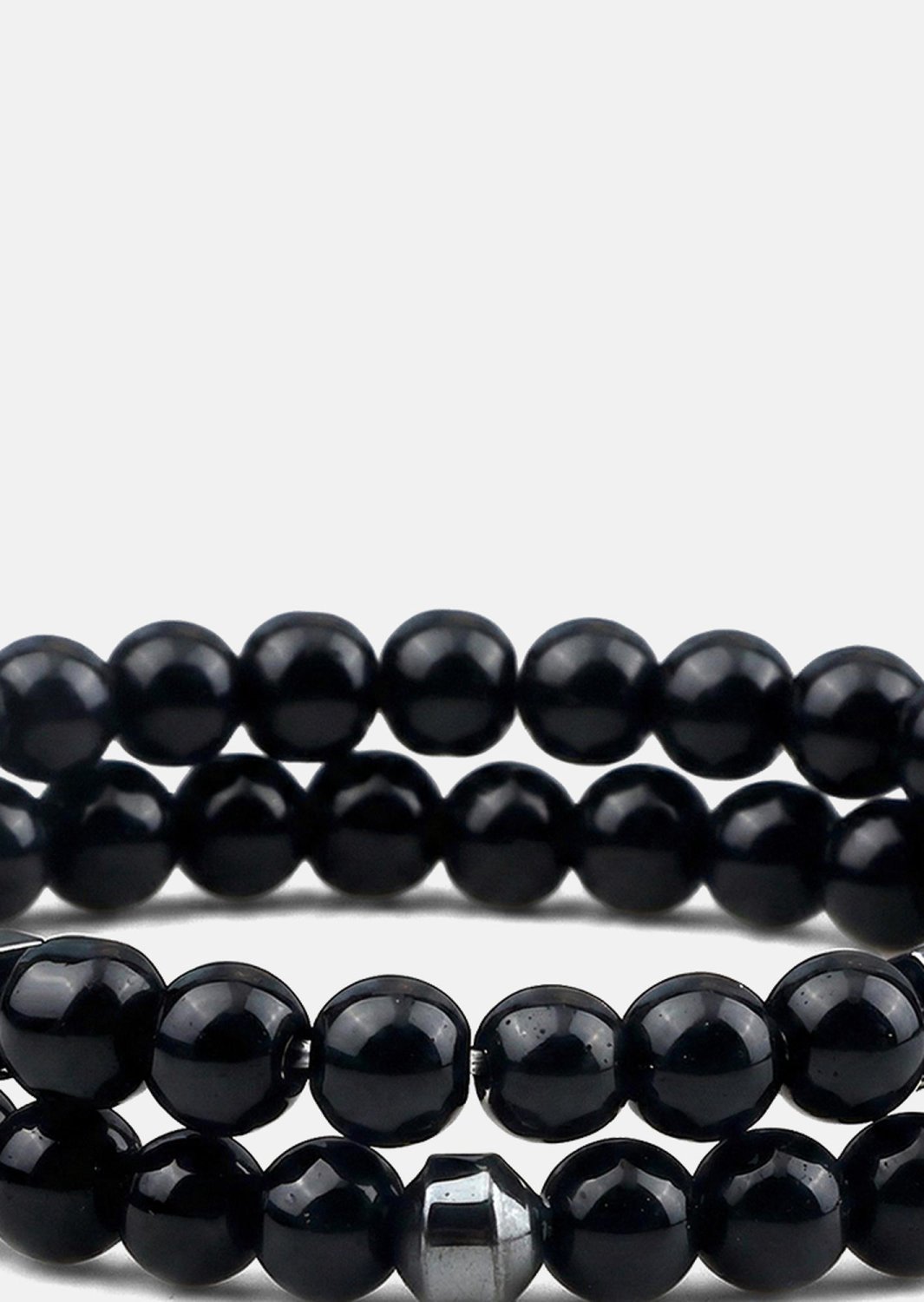 Perlearmbånd Obsidian Halo