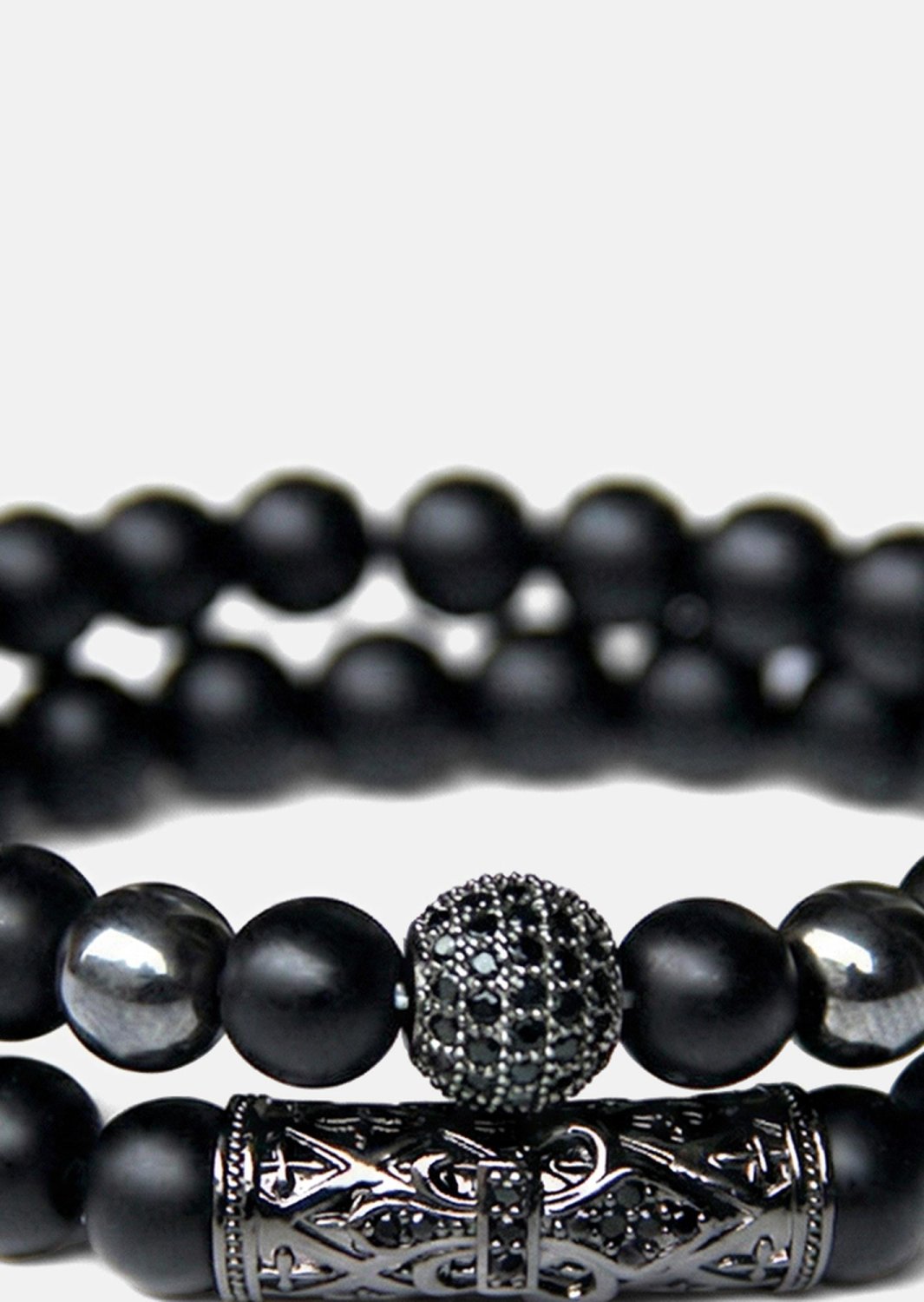 Perlearmbånd Obsidian Crown