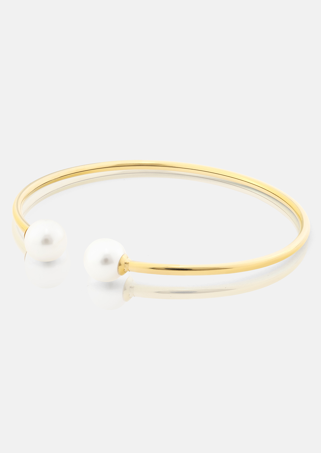 Pearl End Cuff Bracelet - 18k Gold Plated