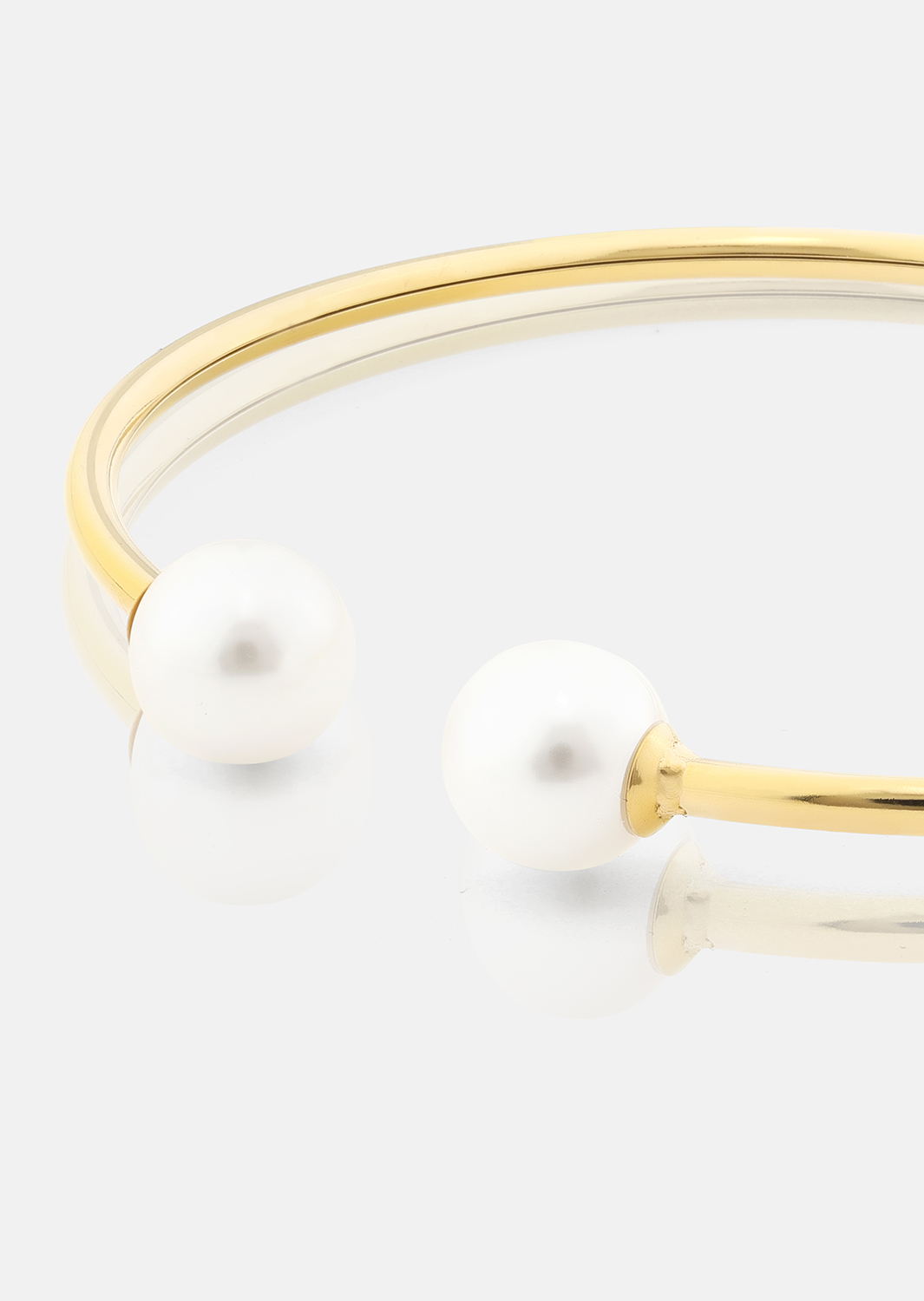 Pearl End Cuff Bracelet - 18k Gold Plated