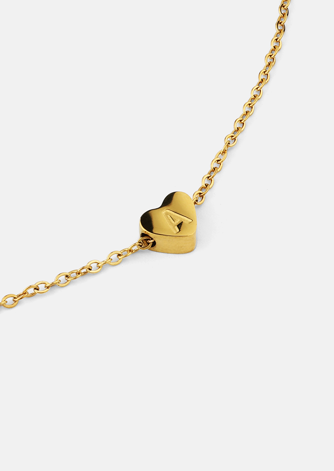 Halskjede Heart Letter A-N - 18k Gold Plated