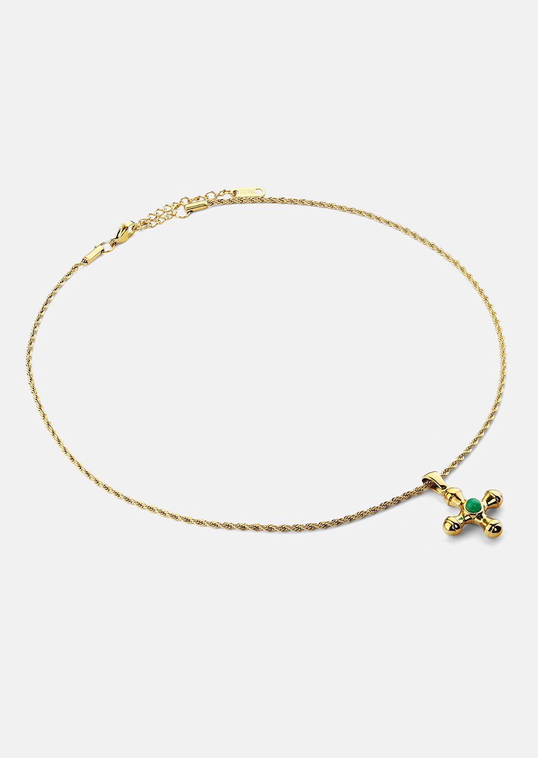 Emerald Cross Green Halskjede – 18k Gullbelagt