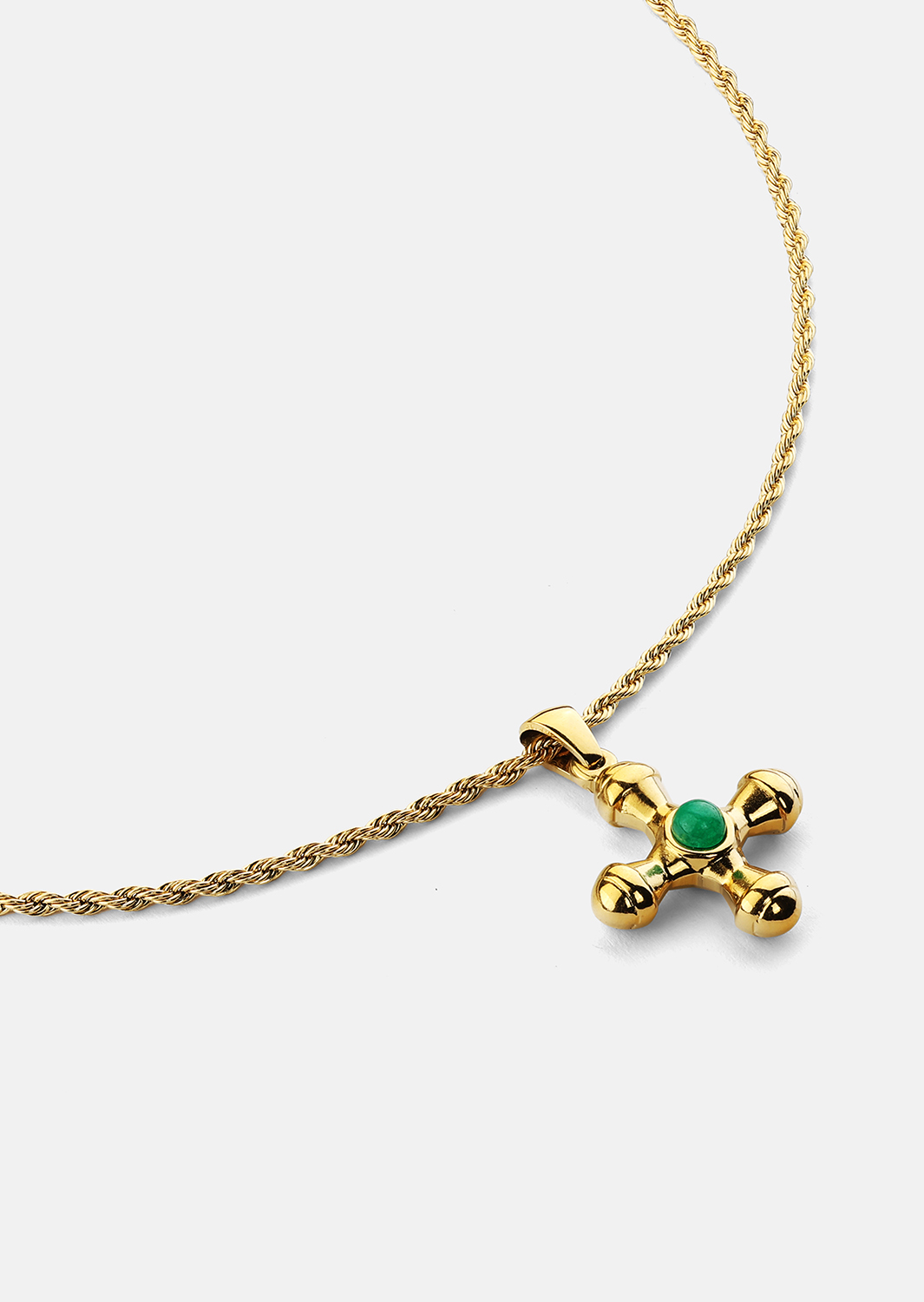 Emerald Cross Green Halskjede – 18k Gullbelagt
