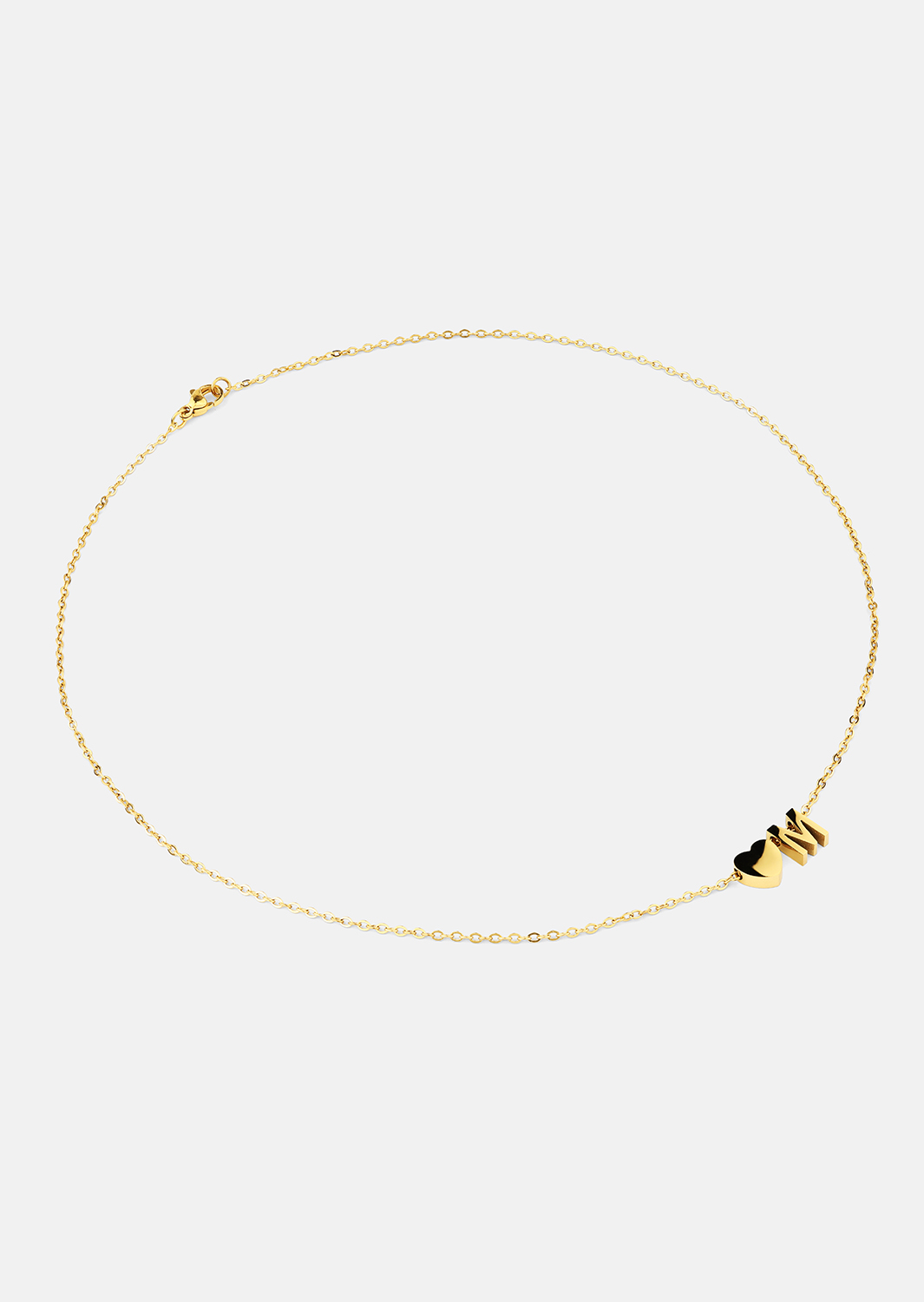 Halskjede Heart Letter A-N - 18k Gold Plated