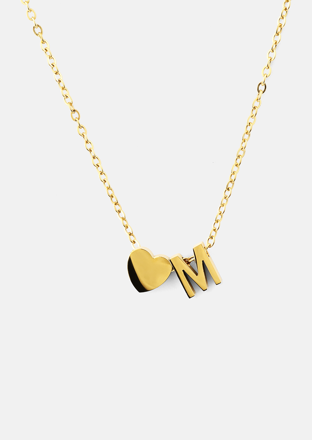 Halskjede Heart Letter A-N - 18k Gold Plated