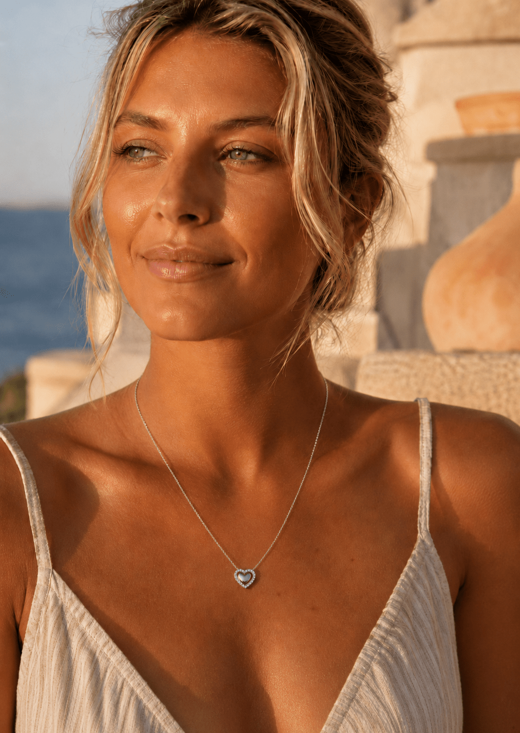 Halskjede Heart Glow – Sølvbelagt