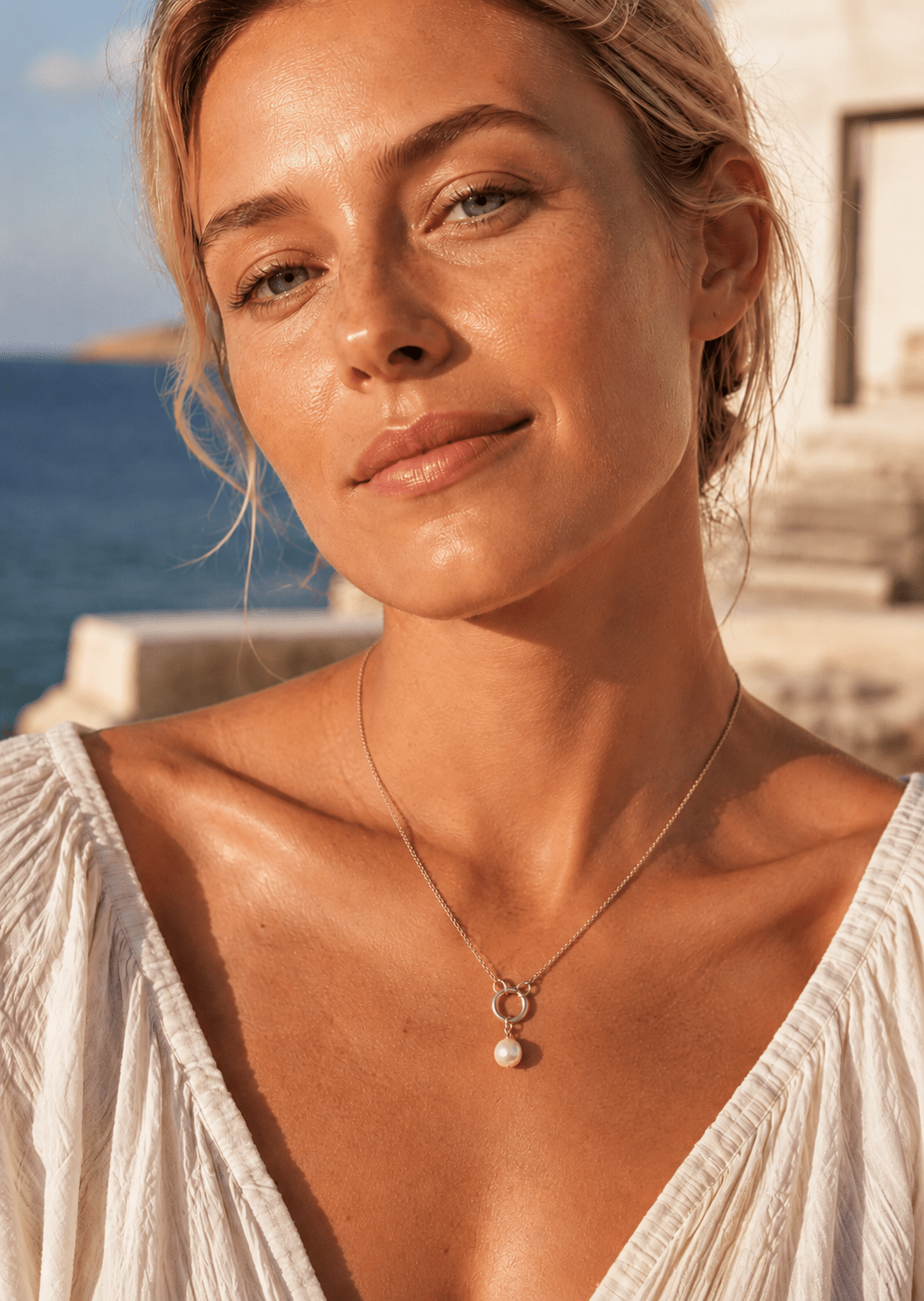 Halskjede Opal Circle Necklace- 18k Gullbelagt
