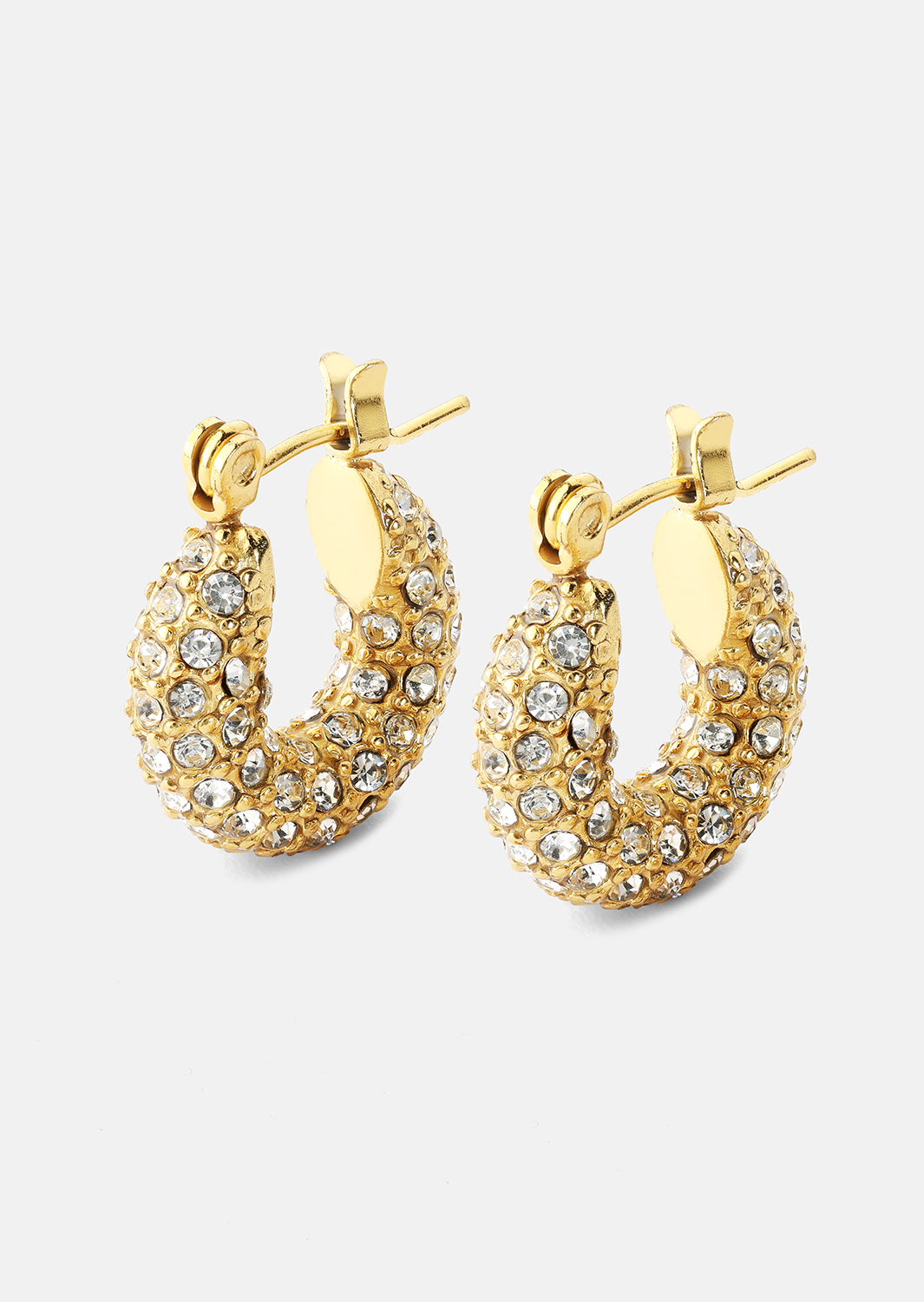 Chunky Pearl Hoop Earrings - 18k Gold Plated