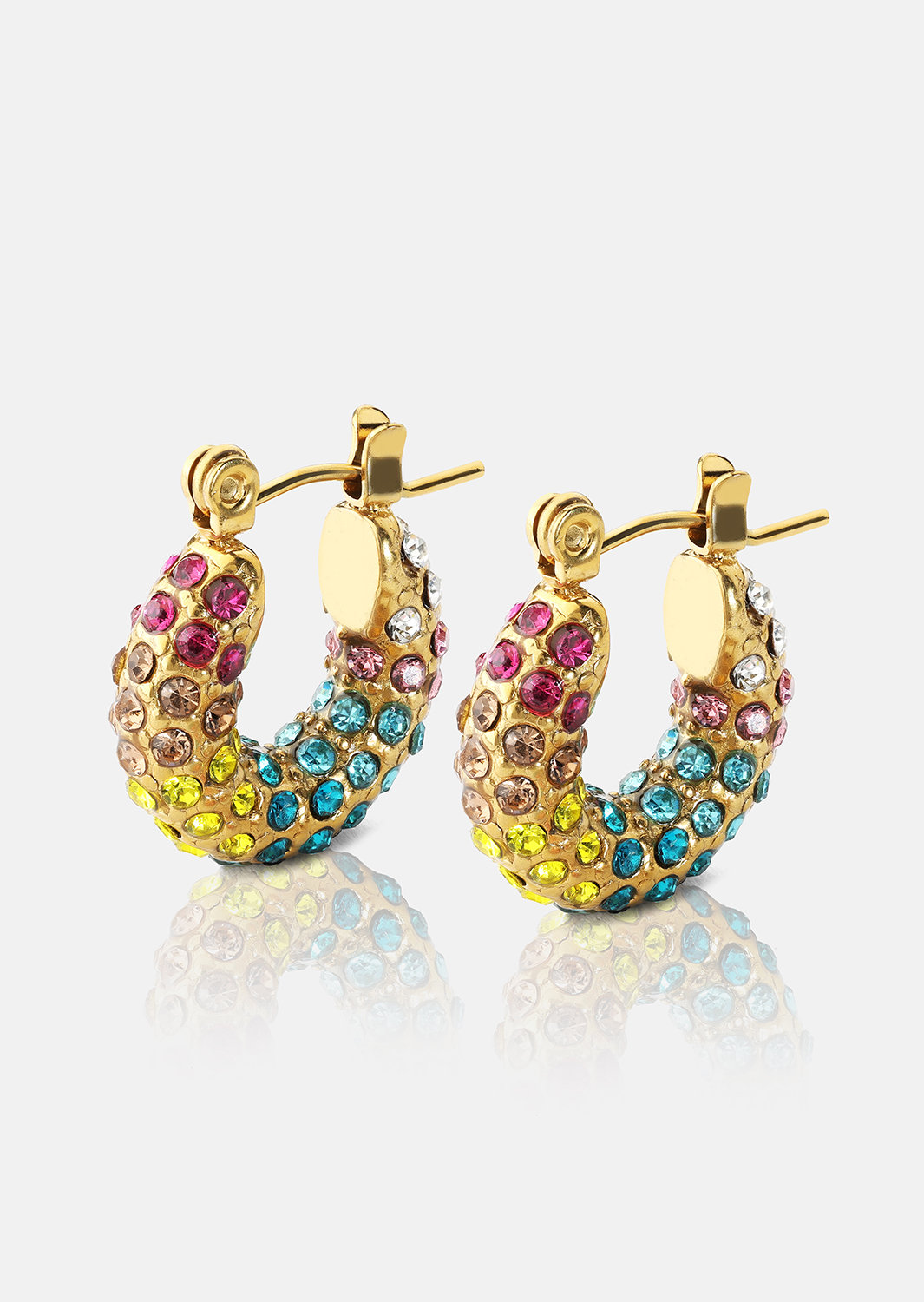 Colored Pearl Hoop Ørepynt - 18k Gold Plated