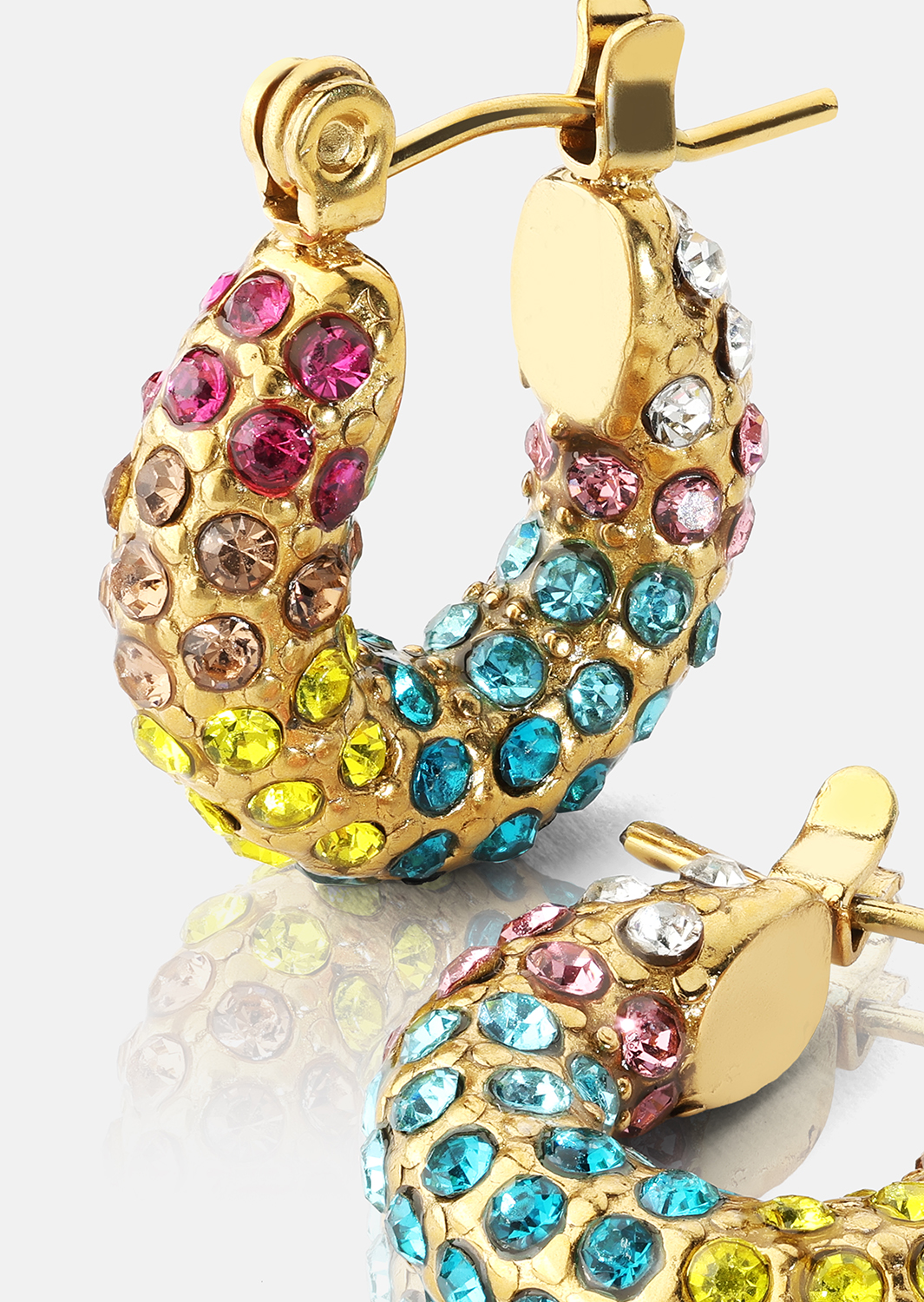 Colored Pearl Hoop Ørepynt - 18k Gold Plated