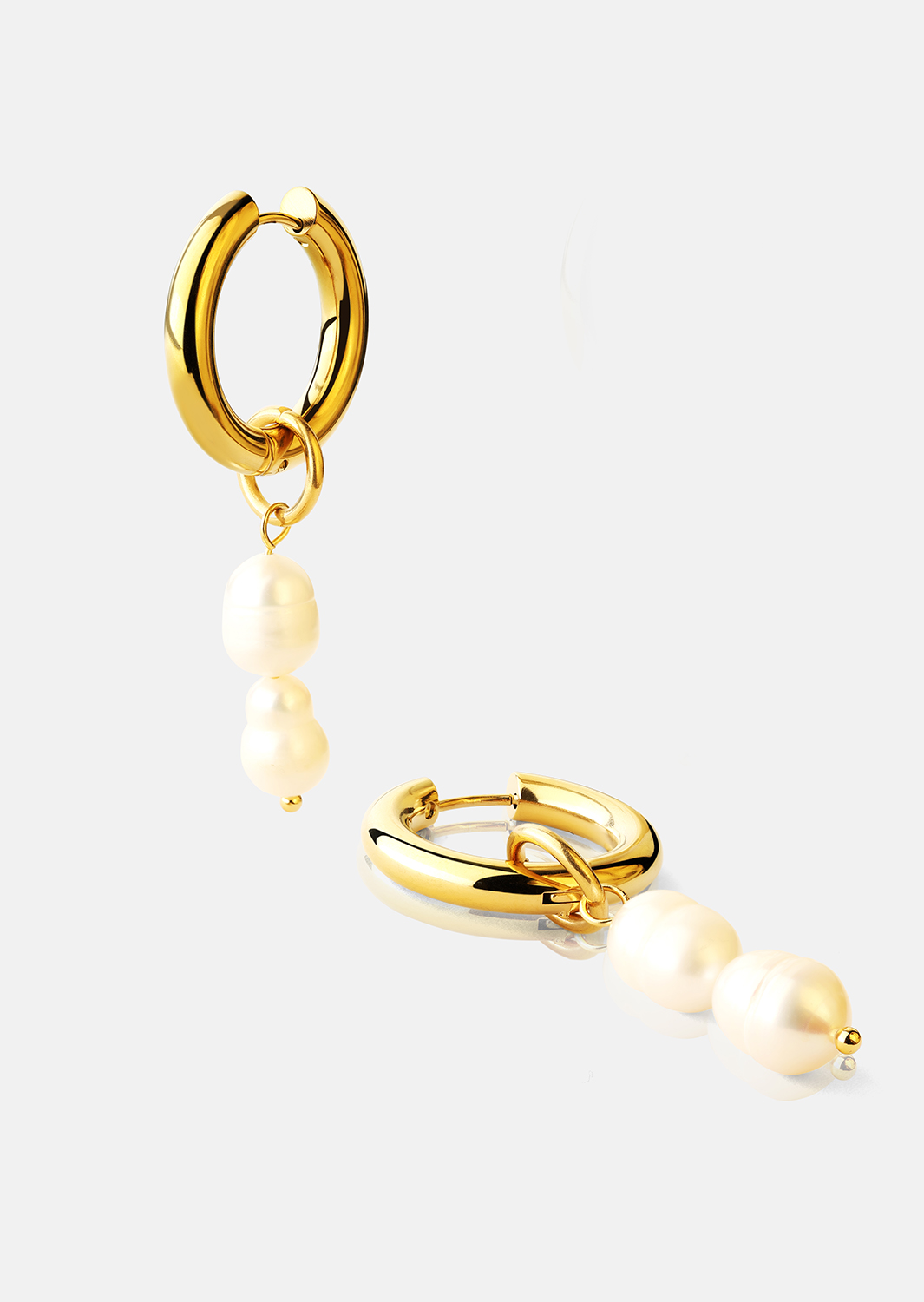Øredobb Pearl Duo Drop - 18k Gold Plated