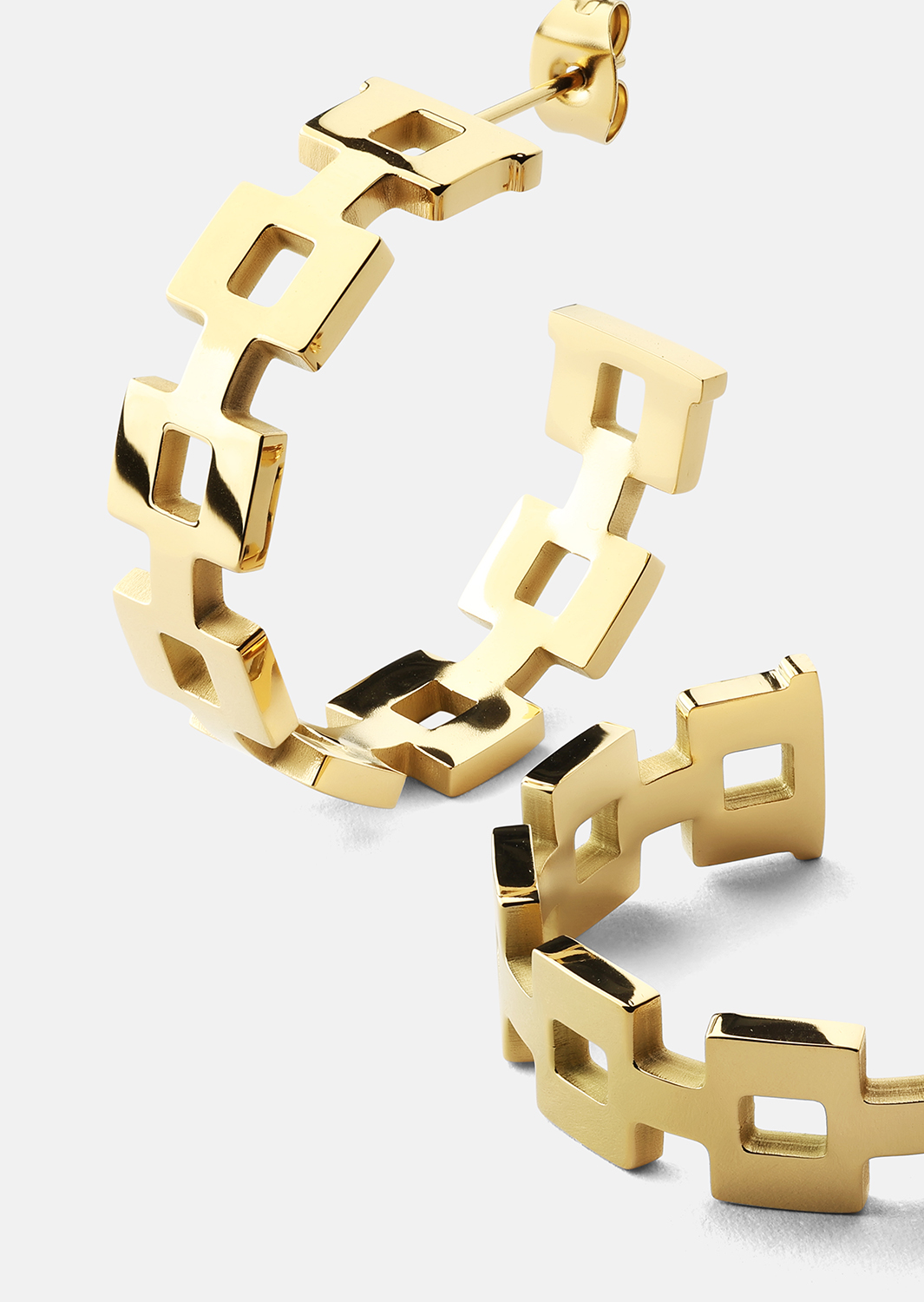 Øredobb GeoHoops - 18k Gullbelagt