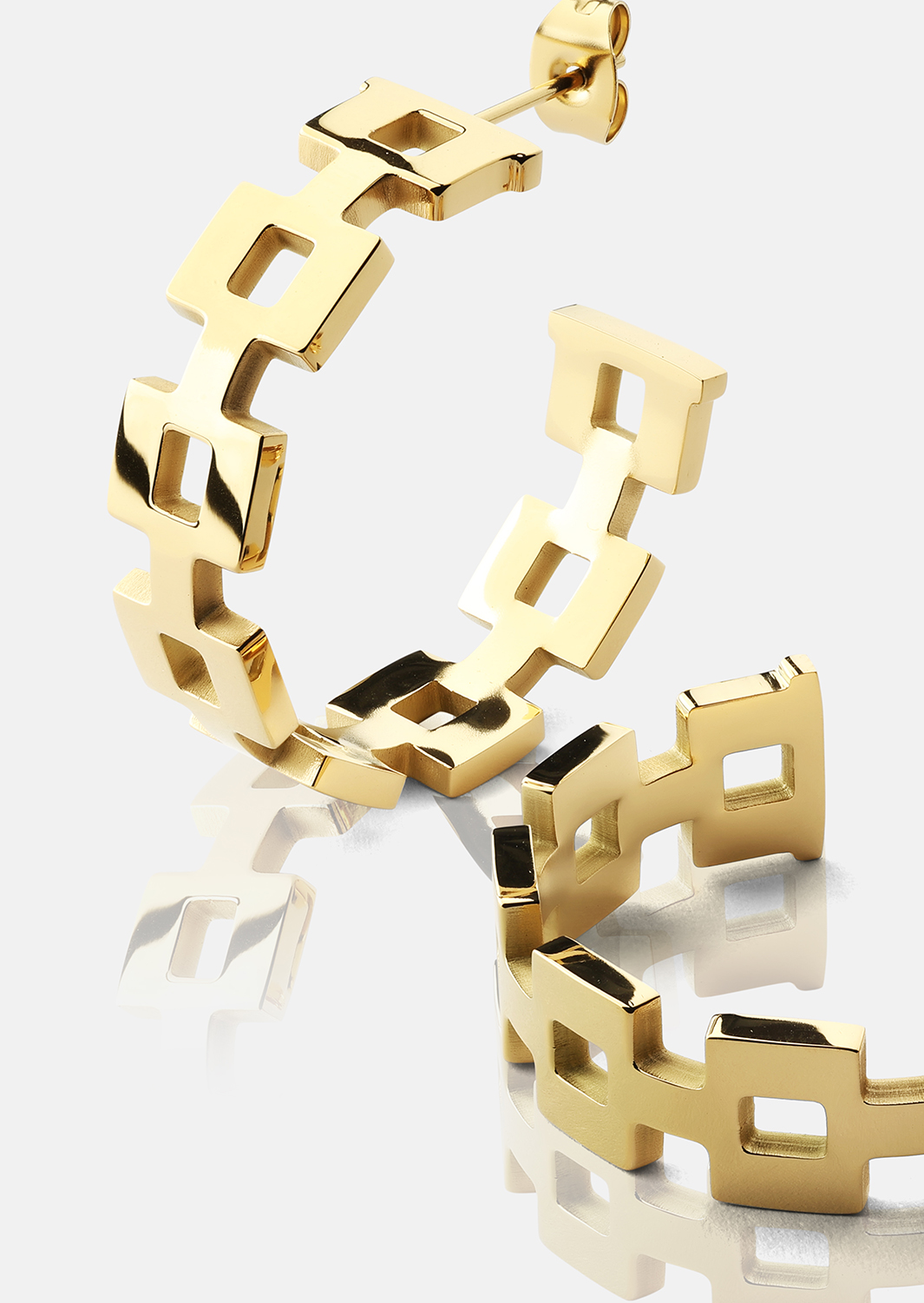 Øredobb GeoHoops - 18k Gullbelagt