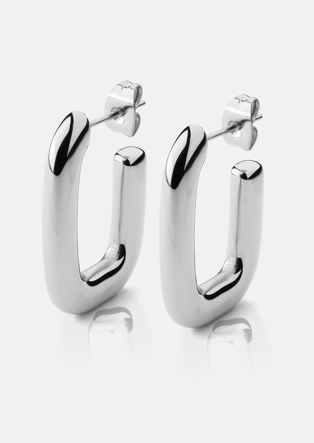 Øredobb Chunky Rectangle - Steel