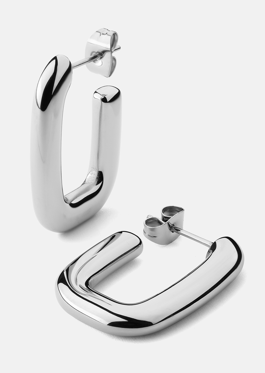Øredobb Chunky Rectangle - Steel