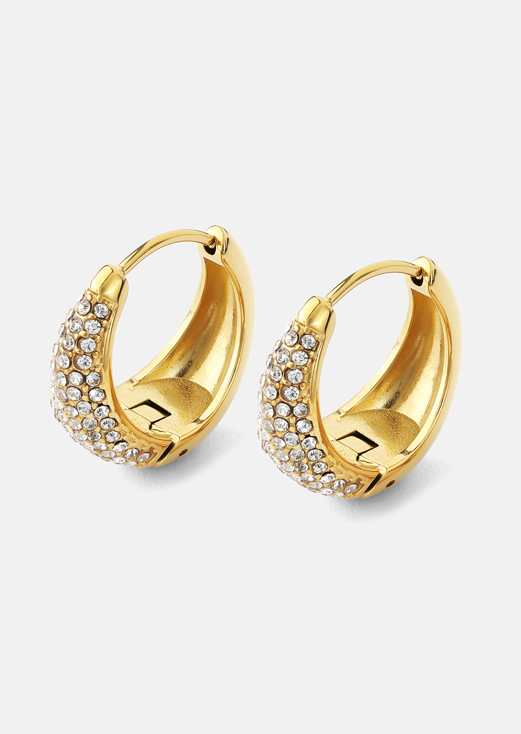 Øredobb White Crystal Bold Hoops - 18k Gullbelagt