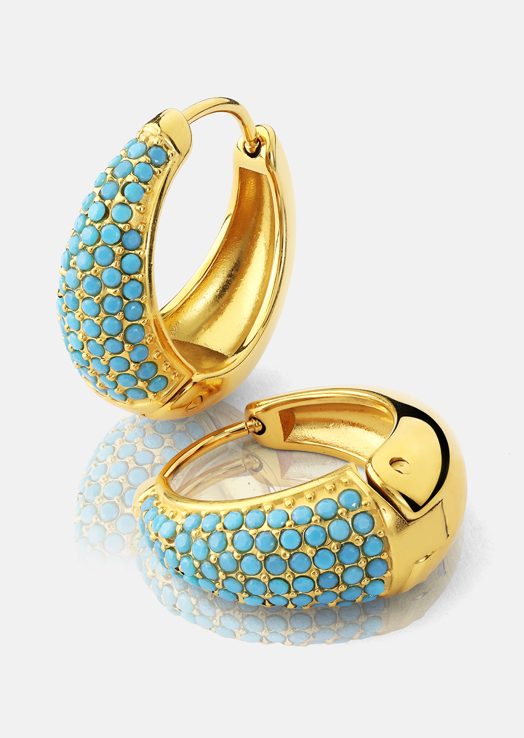 Øredobb Turquoise Crystal Bold Hoops - 18k Gullbelagt