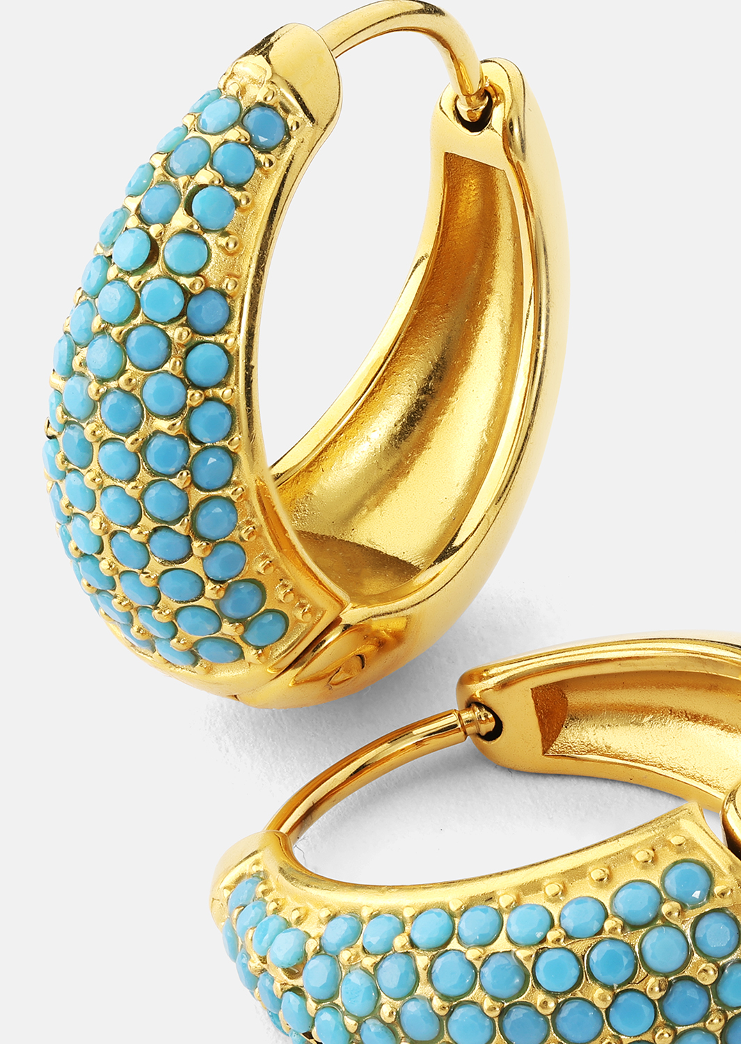Øredobb Turquoise Crystal Bold Hoops - 18k Gullbelagt