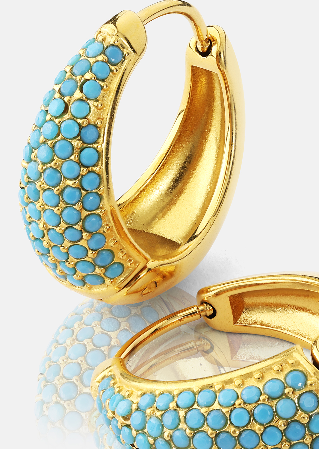 Øredobb Turquoise Crystal Bold Hoops - 18k Gullbelagt