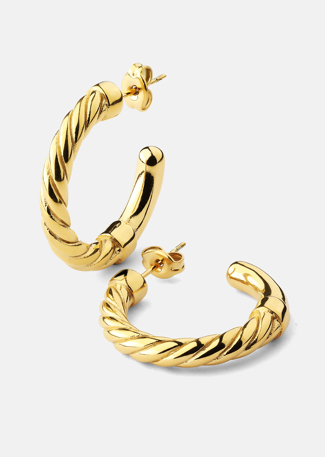 Øredobber Twistade Hoops – 18k Gullbelagte