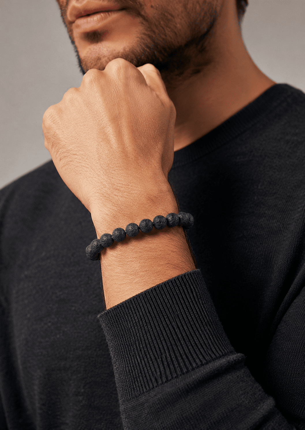 Perlearmbånd Obsidian Thread