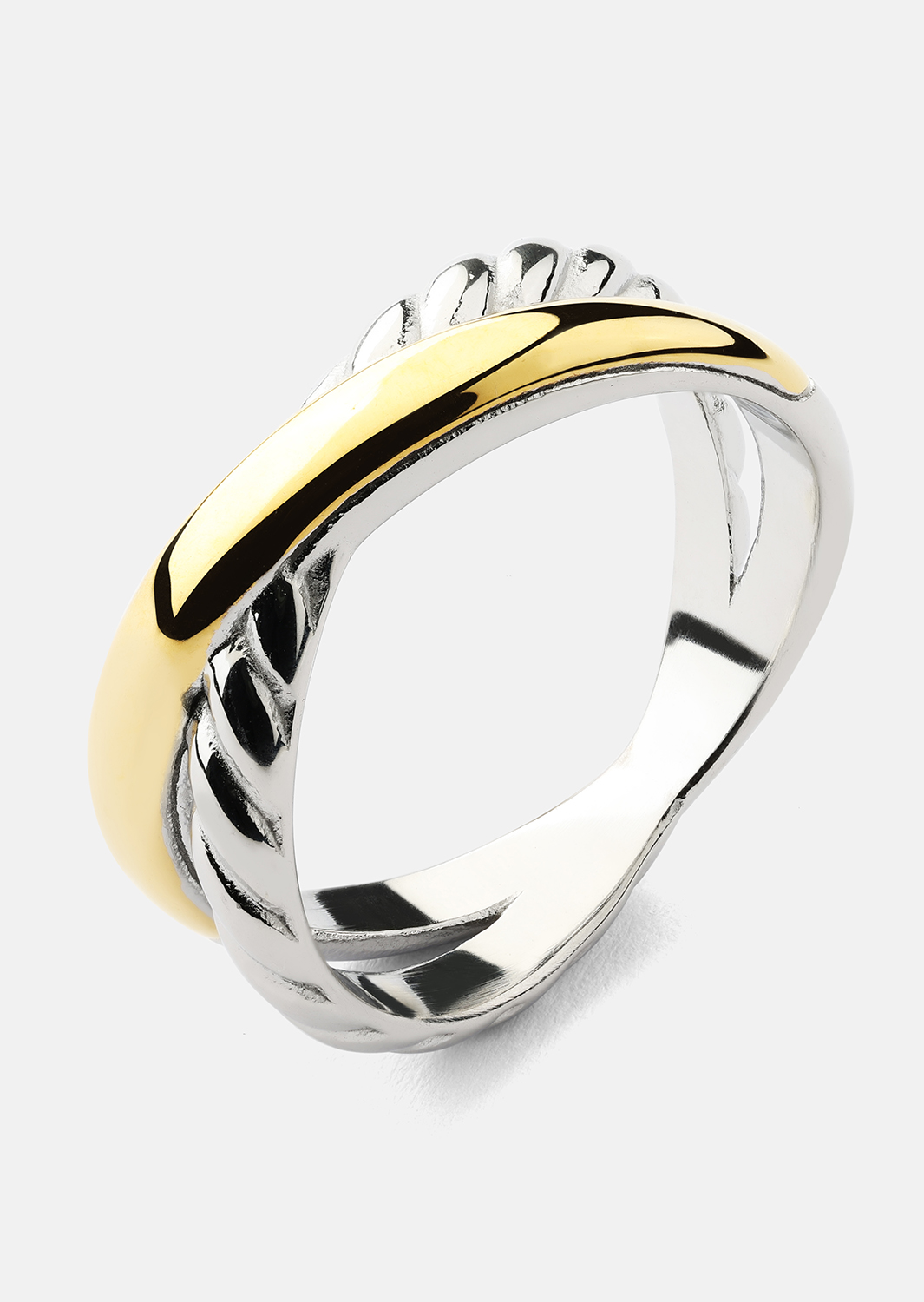 Ring Golden Silver Twist - 18k Gold Plated