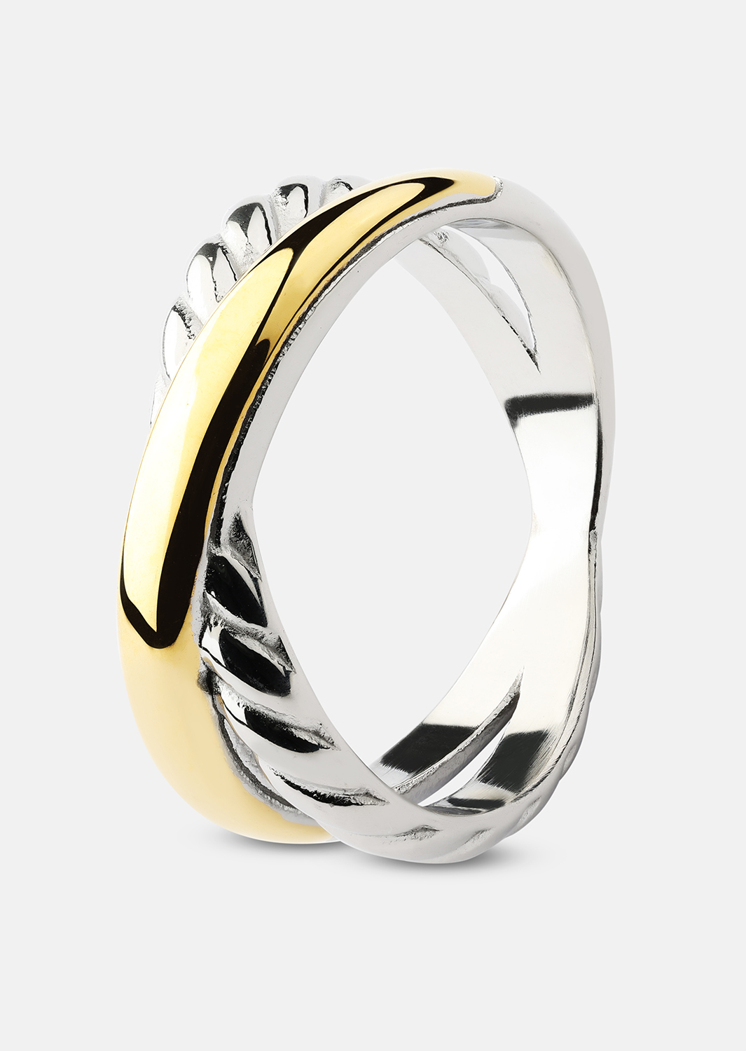 Ring Golden Silver Twist - 18k Gold Plated