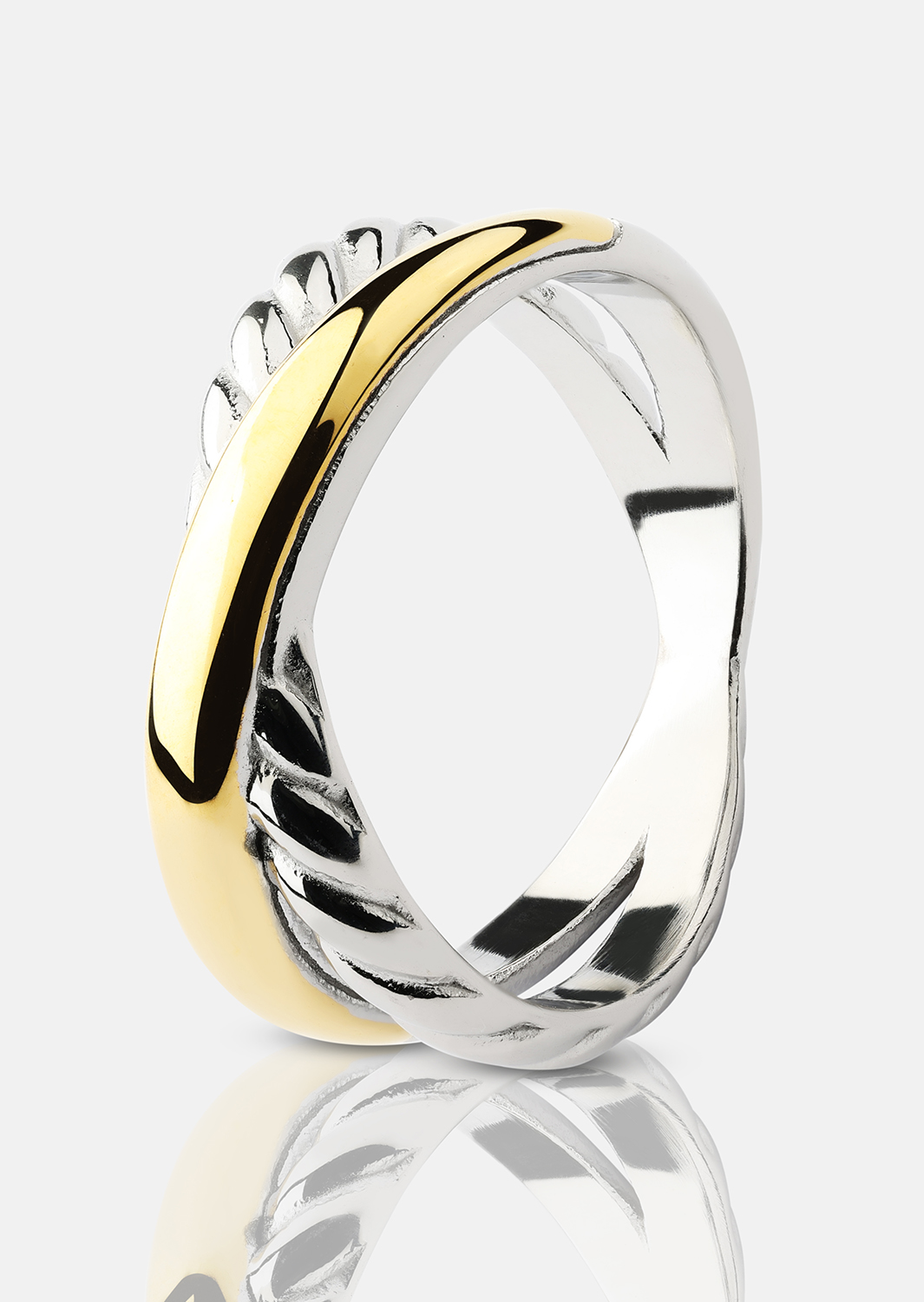 Ring Golden Silver Twist - 18k Gold Plated
