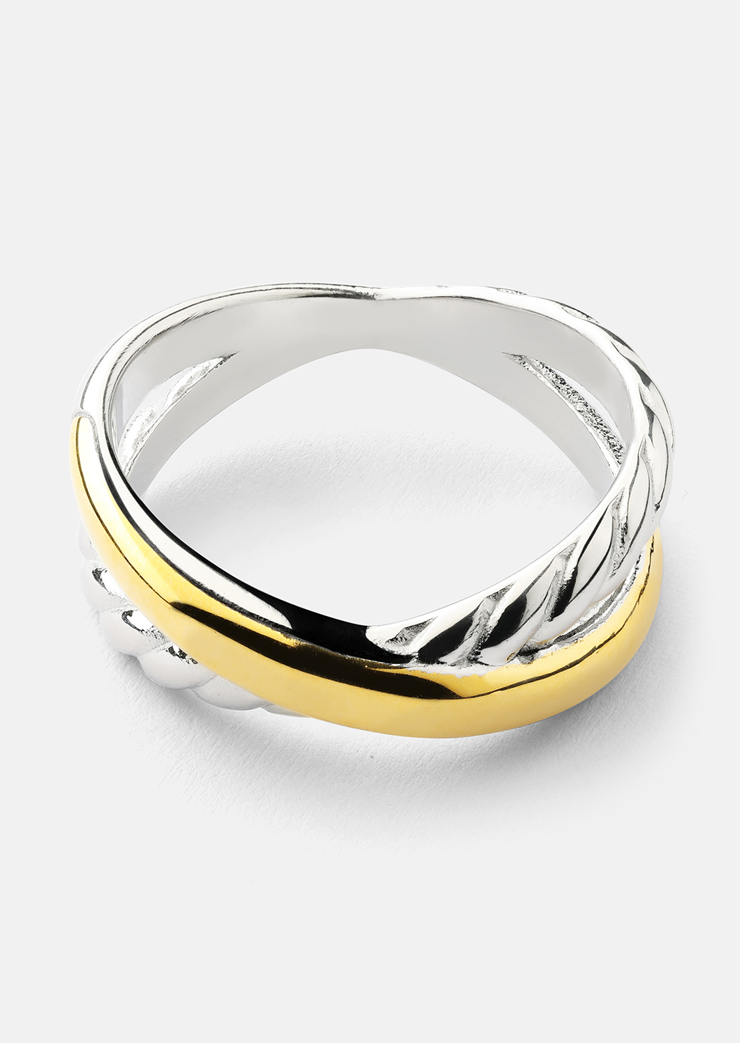 Ring Golden Silver Twist - 18k Gold Plated