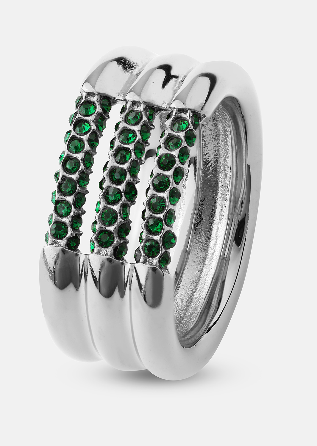 Ring Green Lumière - Sølvbelagt