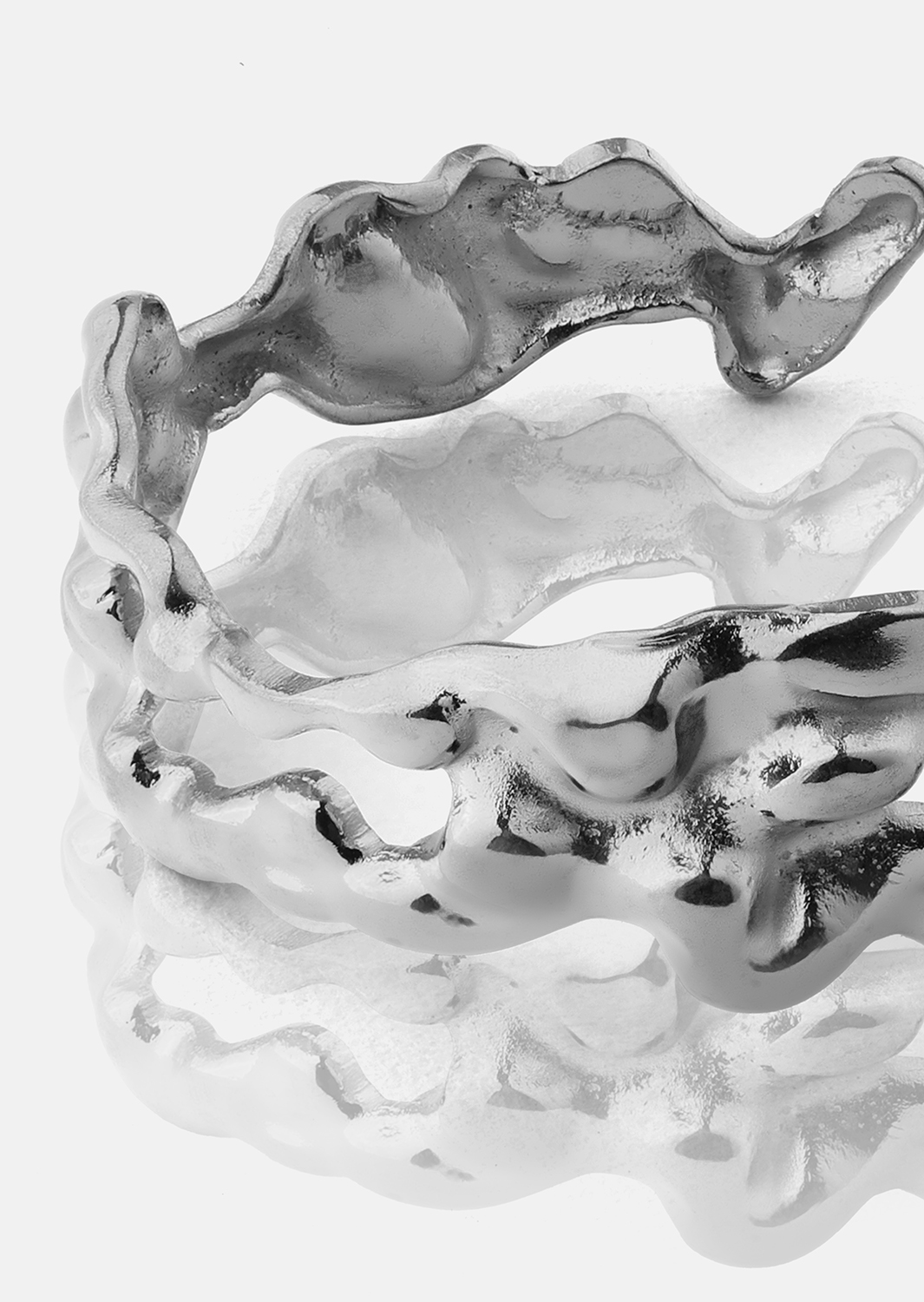 Ring Molten Wave - Sølvbelagt