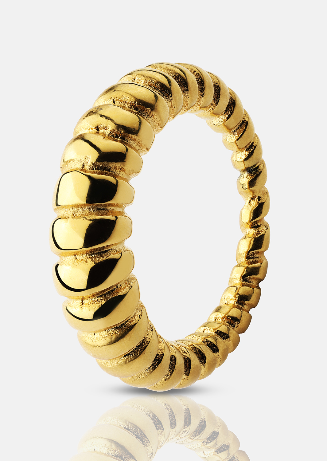 Ring Bold Ribbed - 18k gullbelagt