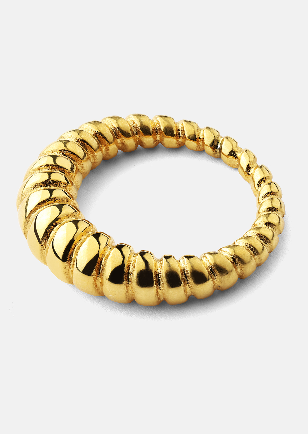 Ring Bold Ribbed - 18k gullbelagt