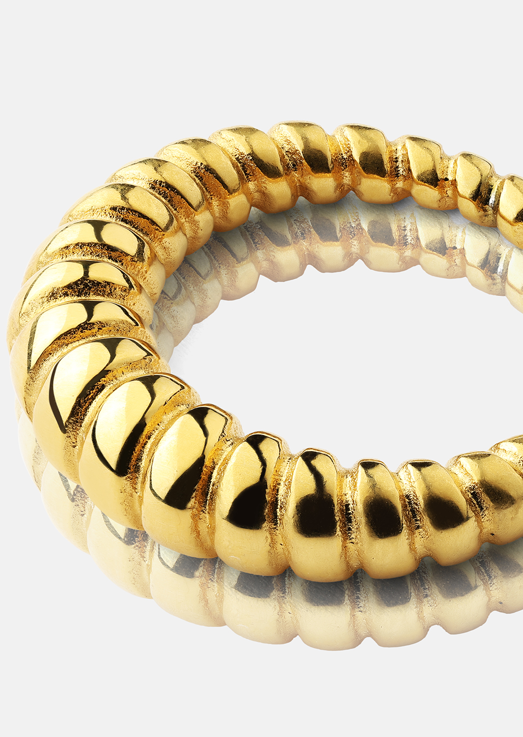 Ring Bold Ribbed - 18k gullbelagt