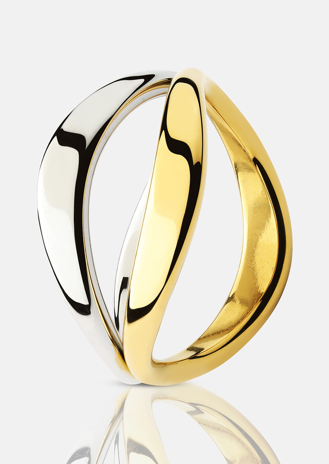 Ring Bicolor Wave - 18k Gullbelagt